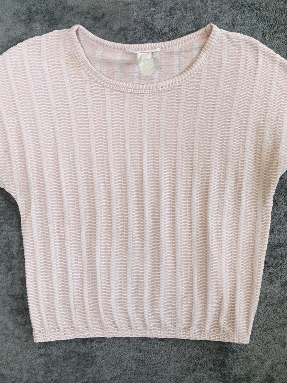 Vintage Caution To The Wind Pale Pink Ribbed Short-Sleeve Crew Sweater